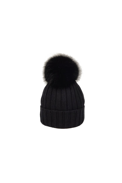 Berretto con pompon in cashmere