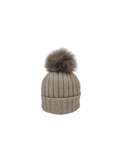 Berretto con pompon in cashmere
