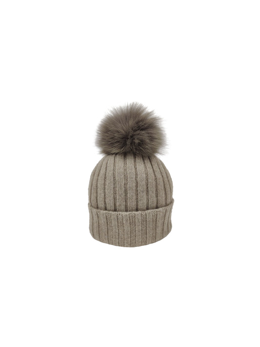Berretto con pompon in cashmere